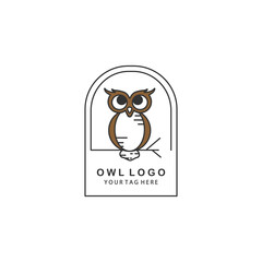 owl logo line art color emblem illustration vector template design