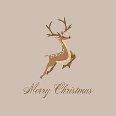 Merry Christmas and Happy New Year, Reindeer with greeting card.