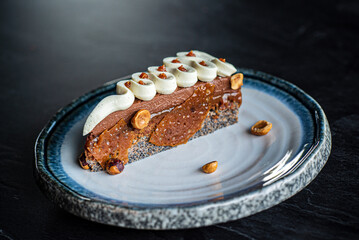 caramel cake in the restaurant