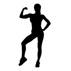Silhouette Of Healthy Fitness Woman Pose