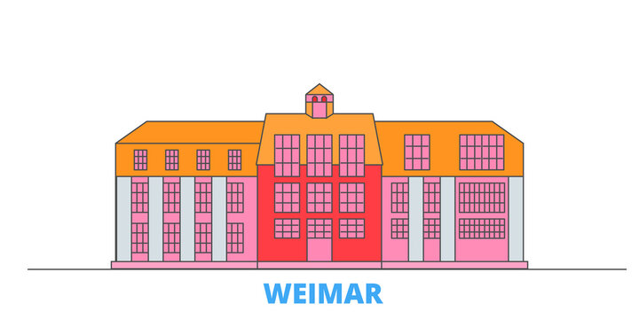 Germany, Weimar,Bauhaus cityscape line vector. Travel flat city landmark, oultine illustration, line world icons