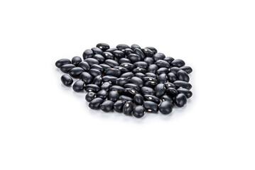 A pile of black beans on white background.