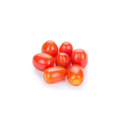 Cherry tomatoes stack on white background