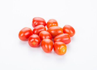 Cherry tomatoes stack on white background