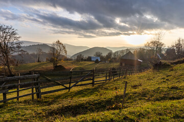 picturesque view of the mountains of Romania fall