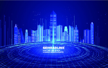 Lines and Architecture, the background of Internet finance technology in the future city.
