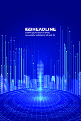 Lines and Architecture, the background of Internet finance technology in the future city.