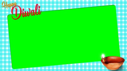 Happy Diwali greetings with glowing clay lamp frame overlay green screen © Ankit