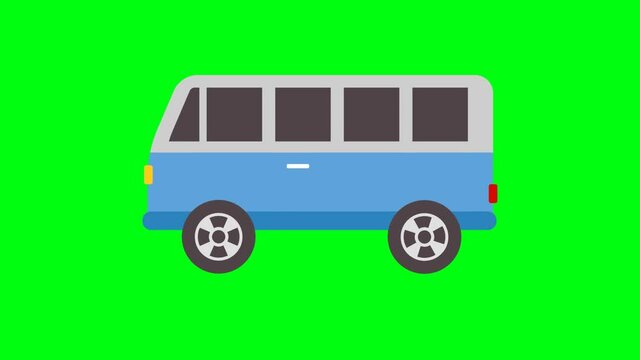 Animated video of a moving car with green screen