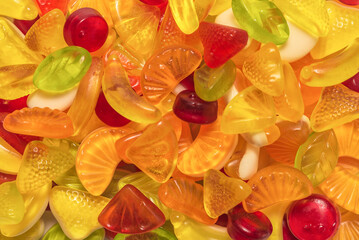 Assorted tasty gummy candies.