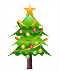 christmas tree with ribbon