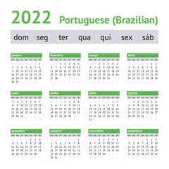 2022 Portuguese American Calendar. Weeks start on Sunday