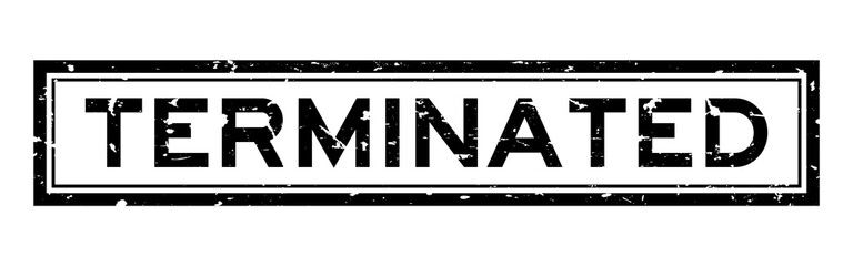 Grunge black terminated word square rubber seal stamp on white background