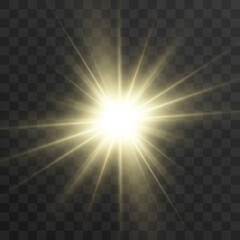 Bright beautiful star.Vector illustration of a light effect on a transparent background.	
