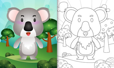 coloring book for kids with a cute koala character illustration © riko_design
