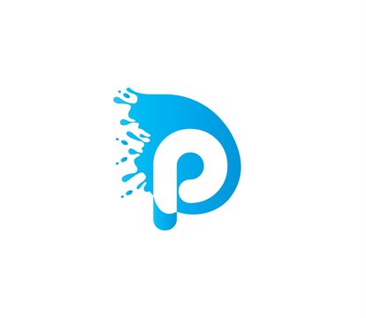 P Alphabet Water Logo Design Concept