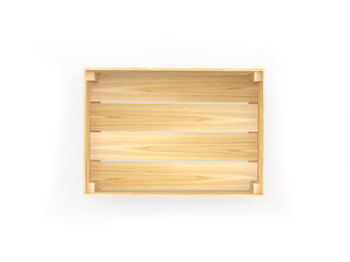 One empty wooden box on the side isolated on white. 3D illustration