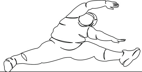 obese fat woman doing yoga fitness