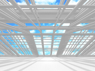 Empty white architecture with sky view