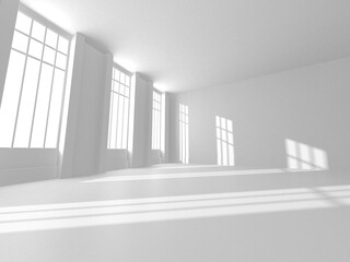 Abstract White Room Architecture Design Concept