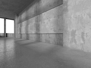 Dark Concrete Wall Architecture. Empty Room