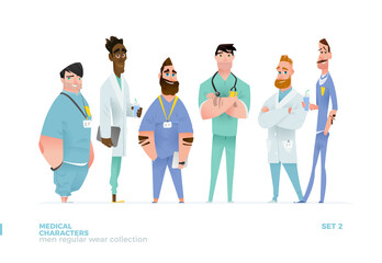 Medical Men Characters in Standing Pose. 