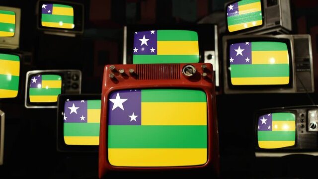 Flag of State of Sergipe, Brazil, and Vintage Televisions.
