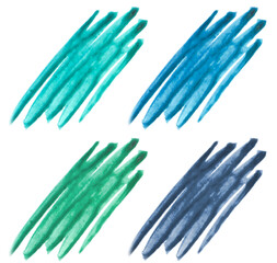 A set of hand-painted brush strokes. Watercolor stains