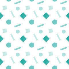 Monochrome green seamless abstract background of geometric shapes.