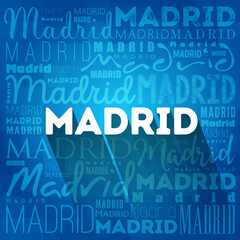 Madrid wallpaper word cloud, travel concept background