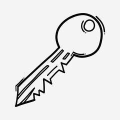 key doodle vector icon. Drawing sketch illustration hand drawn line eps10
