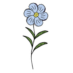 Blue flower on a white background. Vector hand drawn illustration.
