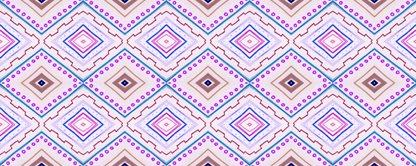 Seamless American Ornament. Purple Ethnic Print. 