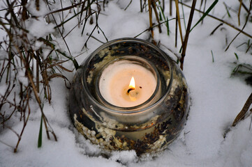 candle in the snow