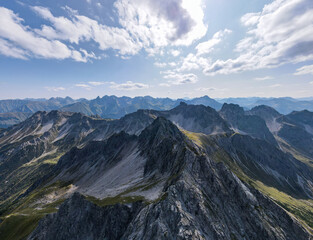 Mountain Panorama with a beautiful mountain ridge - Drone Perspective Landscape Photography