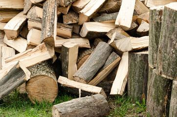 The process of chopping firewood for the winter