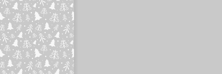 Layout of Christmas banner with hand drawn trees. Vector