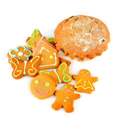 Christmas food. Homemade gingerbread isolated on a white background.