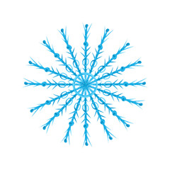 Watercolor snowflake isolated on a white background. A hand-drawn flake of snow. Cute Christmas illustration. Beautiful winter object for your design. New year clipart.