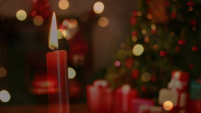 Animation of candle and christmas tree with fairy lights