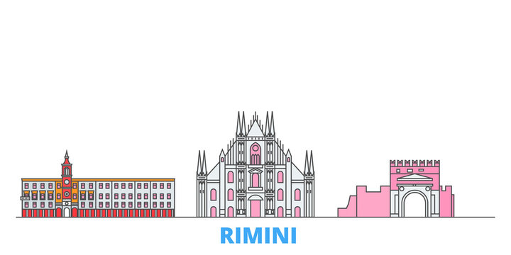 Italy, Rimini cityscape line vector. Travel flat city landmark, oultine illustration, line world icons