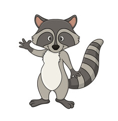 cute raccoon.  vector illustration character in cartoon style. isolated on white background