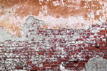 Close-up concrete exterior cracked seamless pattern dirty plaster brick texture.