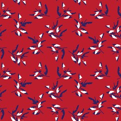 Red Tropical Botanical Leaf Seamless Pattern Background