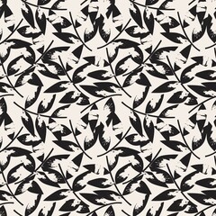 Black and White Tropical Botanical Leaf Seamless Pattern Background