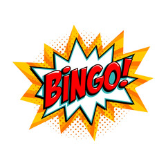 Bingo - lottery yellow vector banner. Lottery game background in Comic pop-art style