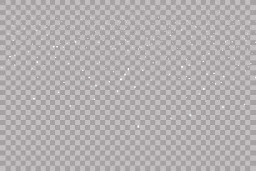 Falling hail or snow on a transparent background. Falling water drops texture.