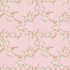 Pink Tropical Botanical Leaf Seamless Pattern Background
