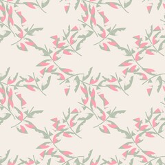 Pink Tropical Botanical Leaf Seamless Pattern Background