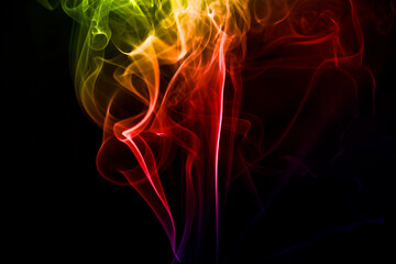 Close-Up colorful Smoke over black background for overlay design